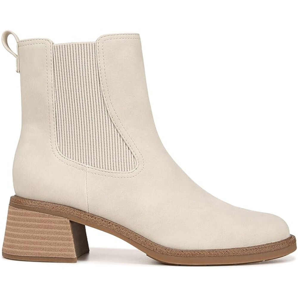 Dr. Scholl's Redux Boots Women's 11 Off White Block Heel Ankle Chelsea LION440 - Picture 2 of 12
